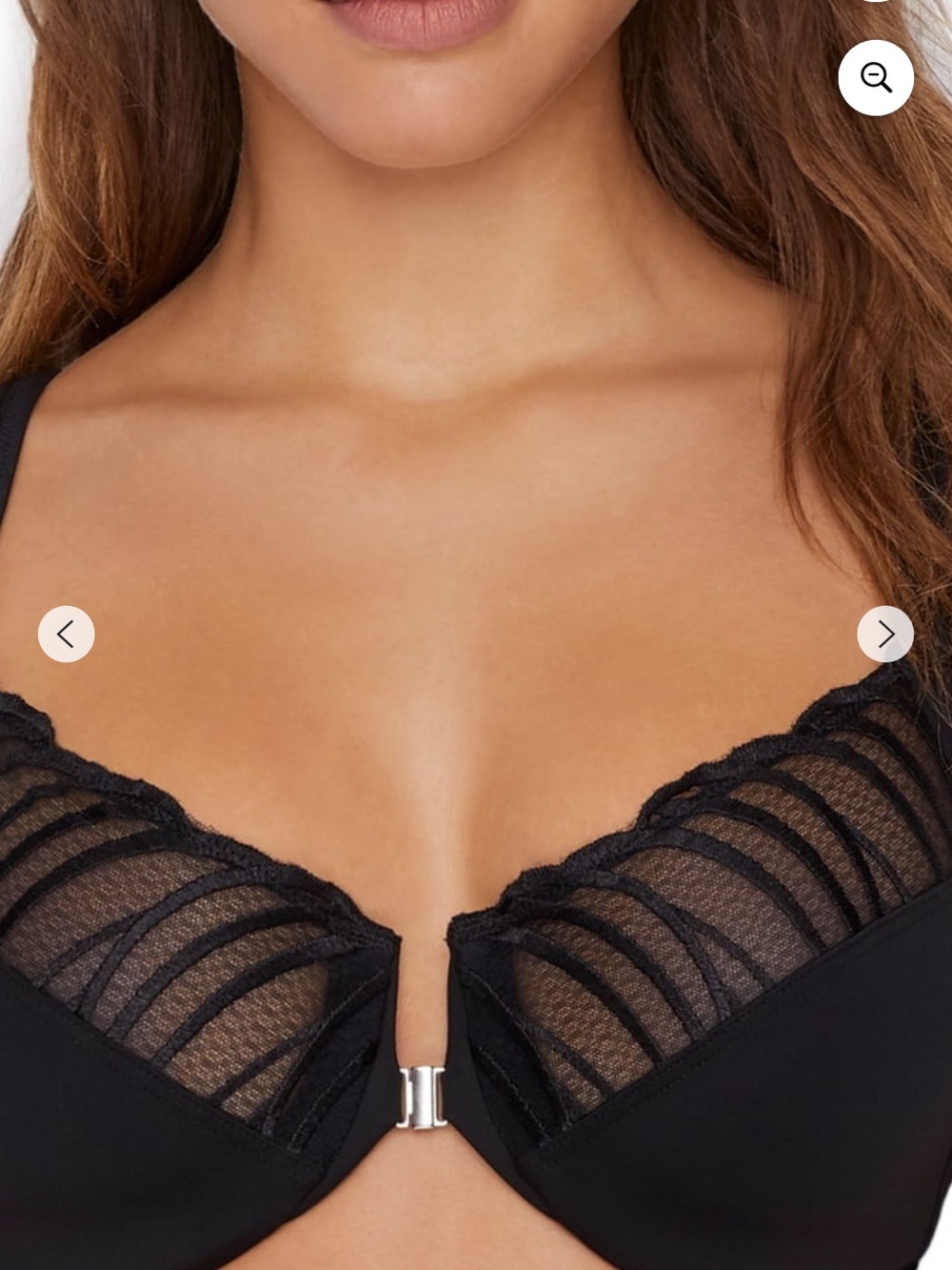 Paramour Black Front-Close Lace Trim Bra